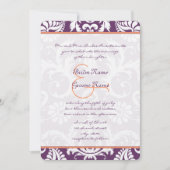 Plum and Coral Damask Wedding Invitations Kaart (Voorkant)