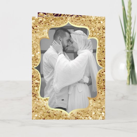 Plum and Gold Glitter Date Palm Muslim Wedding (Achterkant)