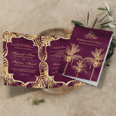 Plum and Gold Glitter Date Palm Muslim Wedding