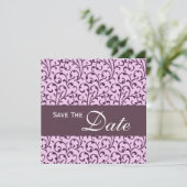 Plum and Lila Swirl Monogram Weddenschap Save The Date (Staand voorkant)