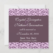 Plum and Lila Swirl Monogram Weddenschap Save The Date (Achterkant)