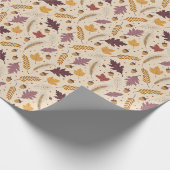 Plum and Mustard Autumn Leaf Pattern Cadeaupapier (Hoek)