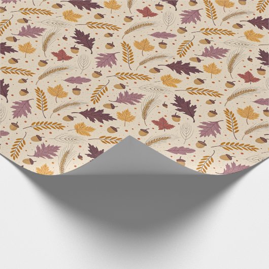 Plum and Mustard Autumn Leaf Pattern Cadeaupapier (Hoek)