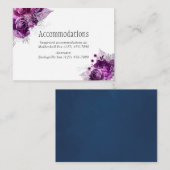 Plum and Navy Waterverf Wedding Accommodations Informatiekaartje (Voorkant / Achterkant)