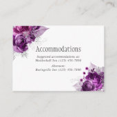 Plum and Navy Waterverf Wedding Accommodations Informatiekaartje (Voorkant)