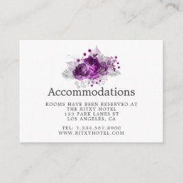 Plum and Navy Waterverf Wedding Accommodations Informatiekaartje