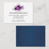 Plum and Navy Waterverf Wedding Accommodations Informatiekaartje (Voorkant / Achterkant)