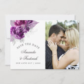 Plum and Navy Waterverf Wedding Save the Date (Voorkant)