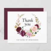 Plum and paarse floral Bridesmaid Dank u wel (Voorkant / Achterkant)
