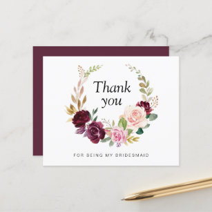 Plum and paarse floral Bridesmaid Dank u wel