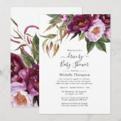 Plum and Pastel Violet Floral drive by Shower Kaart (Voorkant / Achterkant)