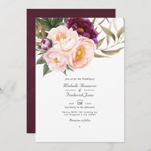Plum and Peach Floral QR Code RSVP Weddenschap Kaart