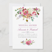 Plum and peach Floral Wedding Shower Invitation Kaart (Voorkant)