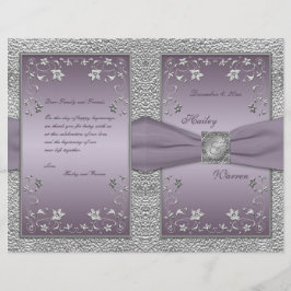 Plum and Pewter Floral Wedding Programme