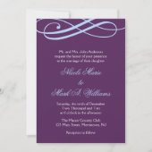 Plum and Powder Blue Swirls Wedding Invitations Kaart (Voorkant)