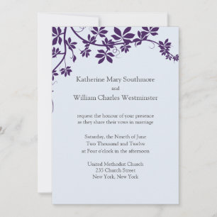 Plum and Powder Blue Wedding Invitations Kaart