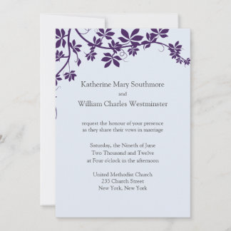 Plum and Powder Blue Wedding Invitations Kaart