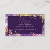 Plum and roze Waterverf Marble Ink & Gold Foil Visitekaartje (Achterkant)