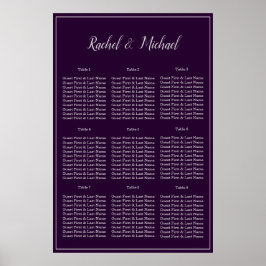 Plum and Silver Lovely Grace Seating Chart Poster