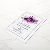Plum and Silver Waterverf Wedding Folie Uitnodiging (Gedraaid)