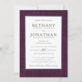 Plum and Silver Wedding Invitation Kaart (Voorkant)