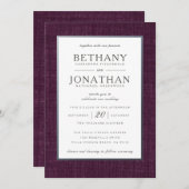 Plum and Silver Wedding Invitation Kaart (Voorkant / Achterkant)