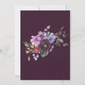 Plum and Violet Chic Peony Wedding Invitation Kaart (Achterkant)