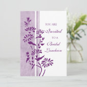 Plum and White Bridal Luncheon Invitation Cards Kaart (Staand voorkant)