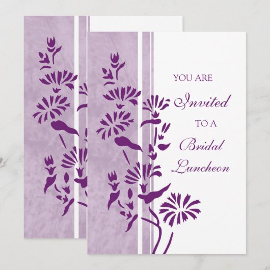 Plum and White Bridal Luncheon Invitation Cards Kaart (Voorkant / Achterkant)