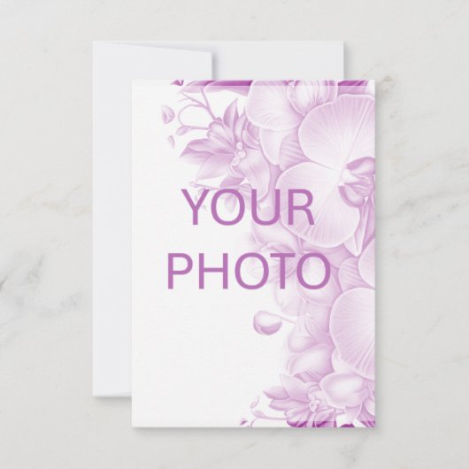 Plum and White Orchids Wedding RSVP Response Kaart (Voorkant)