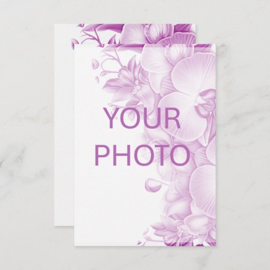 Plum and White Orchids Wedding RSVP Response Kaart (Voorkant / Achterkant)