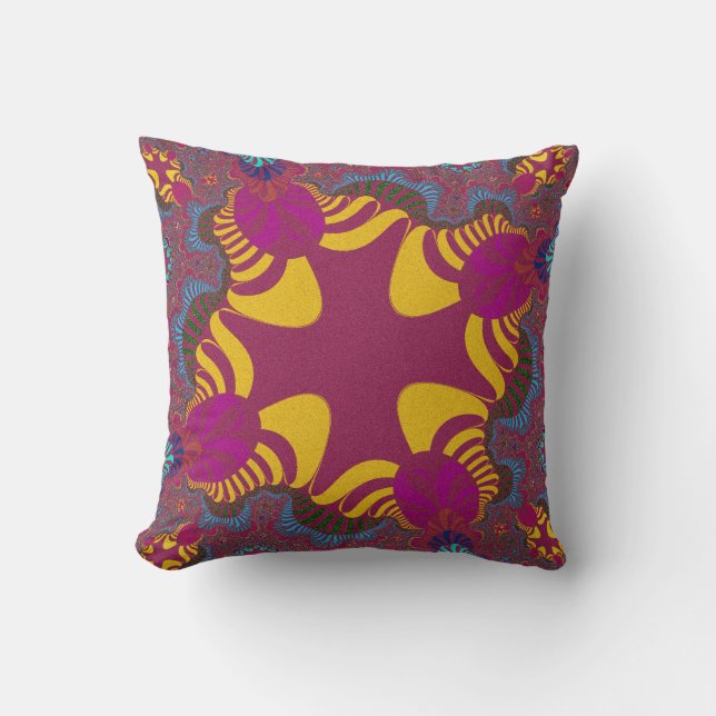 Plum and Yellow Cross Kussen (Voorkant)