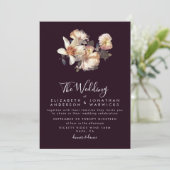 Plum Antiek  Romantic Wedding Invitation Kaart (Staand voorkant)
