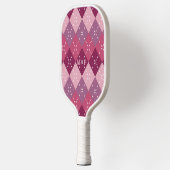 Plum Arygle met witte stiksels Pickleball Paddle (Links)