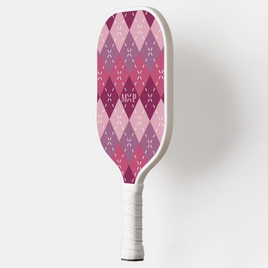 Plum Arygle met witte stiksels Pickleball Paddle (Links)