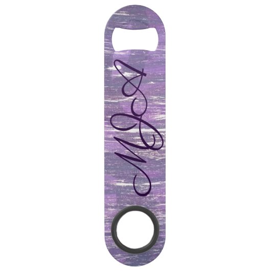 Plum Bar | Chic Paars Silver Splatter Brusking Speed Flessenopener (Voorkant)