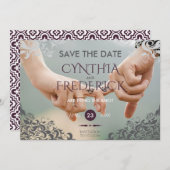 Plum Barok Kroonluchter Bruiloft Save The Date (Voorkant / Achterkant)