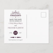 Plum Barok Kroonluchter Bruiloft Save The Date Aankondigingskaart (Achterkant)