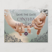 Plum Barok Kroonluchter Bruiloft Save The Date Aankondigingskaart (Voorkant)