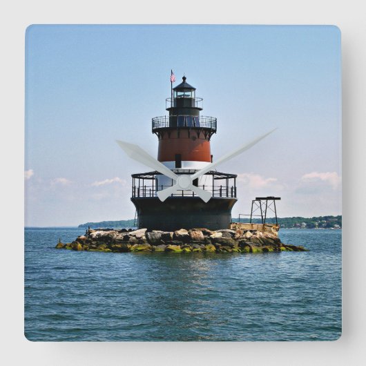 Plum Beach Lighthouse, Rhode Island Wall Clock Vierkante Klok (Voorkant)