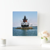 Plum Beach Lighthouse, Rhode Island Wall Clock Vierkante Klok (Huis)