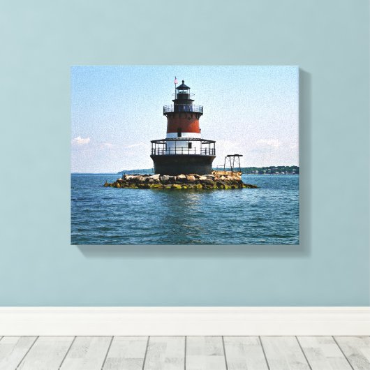 Plum Beach Lighthouse, Rhode Island Wrapped Canvas (Insitu (Houten vloer))