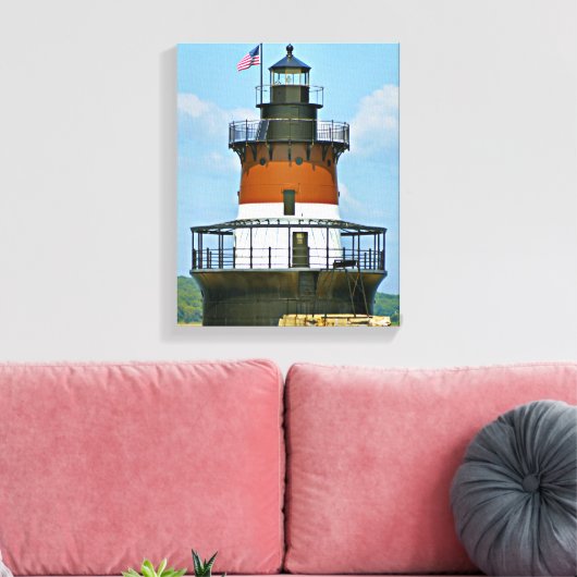Plum Beach Lighthouse, Rhode Island Wrapped Canvas (Insitu (Woonkamer))