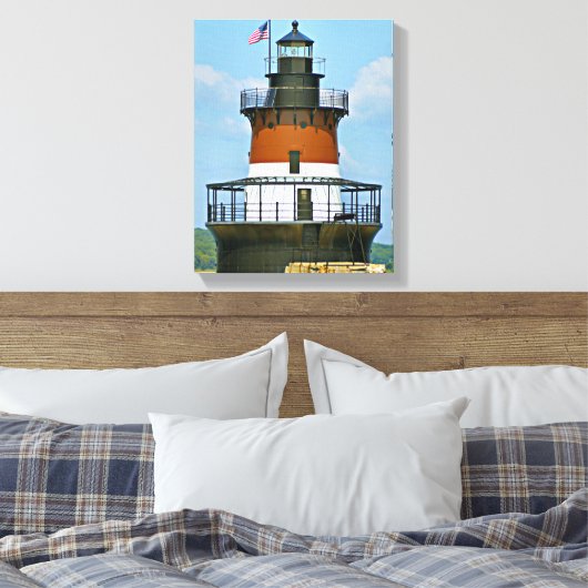 Plum Beach Lighthouse, Rhode Island Wrapped Canvas (Insitu (Slaapkamer))