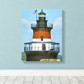 Plum Beach Lighthouse, Rhode Island Wrapped Canvas (Insitu (Houten vloer))