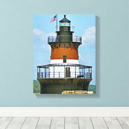 Plum Beach Lighthouse, Rhode Island Wrapped Canvas (Insitu (Houten vloer))