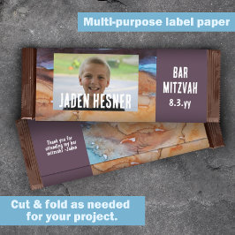 Plum, Beige Bar Mitzvah Custom Snoep Bar Wrapper