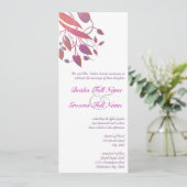 Plum Berry Coral Grey Butterfly Wedding Invites Kaart (Staand voorkant)