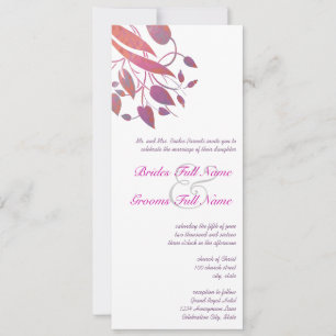 Plum Berry Coral Grey Butterfly Wedding Invites Kaart