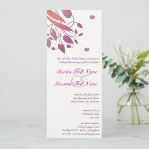 Plum Berry Coral Grey Butterfly Wedding Invites Kaart